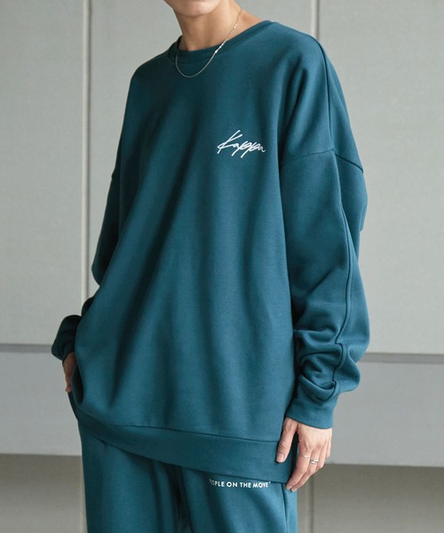 【セール】【 セットアップ 】kappa / カッパ 別注 ロゴ刺繍 ビッグシルエット裏起毛プルオーバークルースウェット+バルーンスウェットパンツ（ルームウェア/パジャマ）｜Kappa（カッパ）