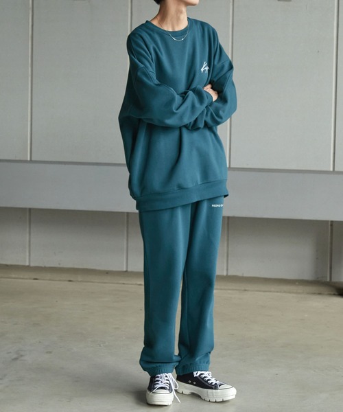 【セール】【 セットアップ 】kappa / カッパ 別注 ロゴ刺繍 ビッグシルエット裏起毛プルオーバークルースウェット+バルーンスウェットパンツ（ルームウェア/パジャマ）｜Kappa（カッパ）