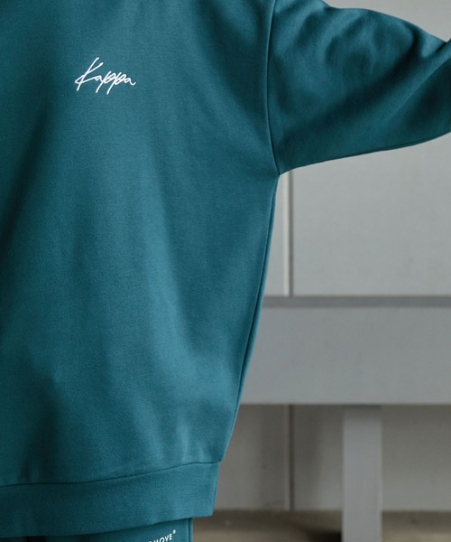 【セール】【 セットアップ 】kappa / カッパ 別注 ロゴ刺繍 ビッグシルエット裏起毛プルオーバークルースウェット+バルーンスウェットパンツ（ルームウェア/パジャマ）｜Kappa（カッパ）
