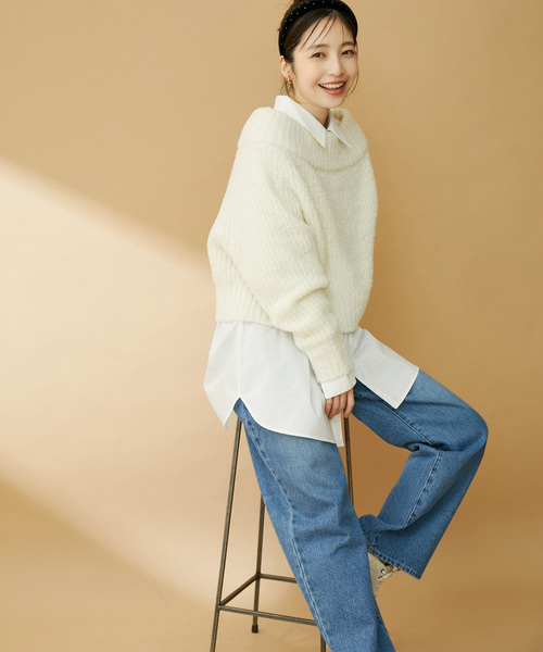 VIS（ビス）の「ショート丈オフショルニット（ニット/セーター・レディース・オフホワイト/イエロー系その他/グリーン系その他・FREE）」の14枚目の写真