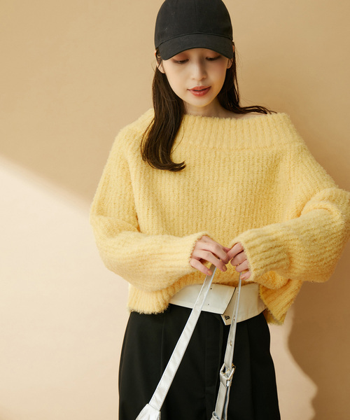 VIS（ビス）の「ショート丈オフショルニット（ニット/セーター）」 - WEAR