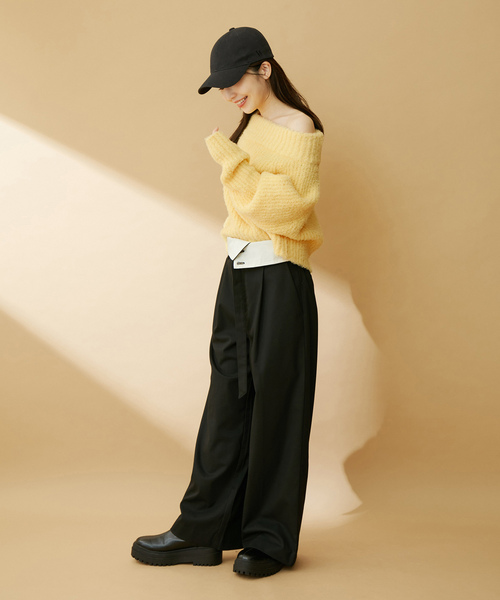 VIS（ビス）の「ショート丈オフショルニット（ニット/セーター・レディース・オフホワイト/イエロー系その他/グリーン系その他・FREE）」の20枚目の写真