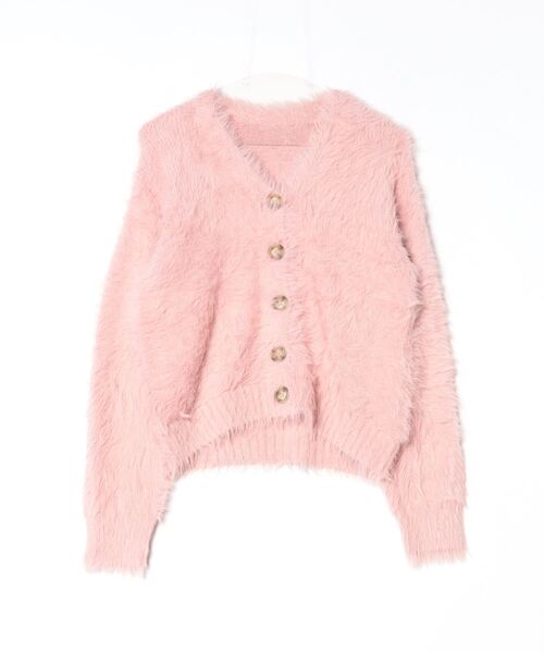 Per sist ence(パーシエンス)の「シャギー ニットカーディガン(カーディガン/ボレロ・レディース・チャコールグレー/ブラック/ベージュ/アイボリー/ピンク/ブルー/ライトグレー・FREE)」の7枚目の写真