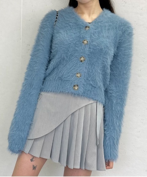 Per sist ence(パーシエンス)の「シャギー ニットカーディガン(カーディガン/ボレロ・レディース・チャコールグレー/ブラック/ベージュ/アイボリー/ピンク/ブルー/ライトグレー・FREE)」の6枚目の写真