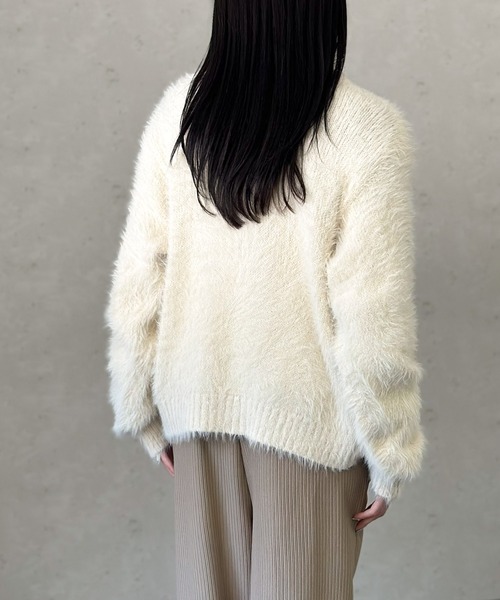 Per sist ence(パーシエンス)の「シャギー ニットカーディガン(カーディガン/ボレロ・レディース・チャコールグレー/ブラック/ベージュ/アイボリー/ピンク/ブルー/ライトグレー・FREE)」の12枚目の写真