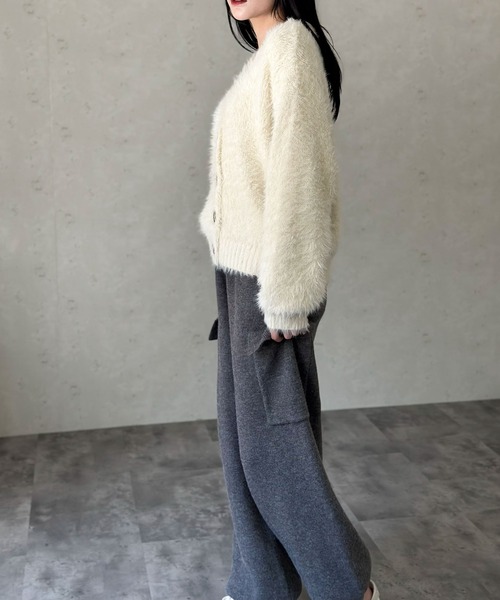 Per sist ence(パーシエンス)の「シャギー ニットカーディガン(カーディガン/ボレロ・レディース・チャコールグレー/ブラック/ベージュ/アイボリー/ピンク/ブルー/ライトグレー・FREE)」の17枚目の写真