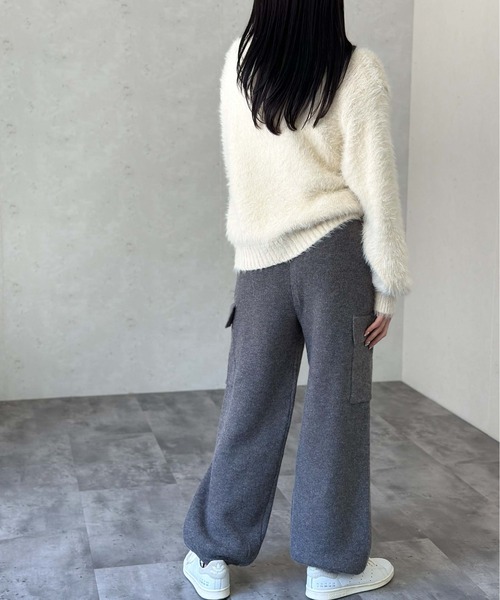 Per sist ence(パーシエンス)の「シャギー ニットカーディガン(カーディガン/ボレロ・レディース・チャコールグレー/ブラック/ベージュ/アイボリー/ピンク/ブルー/ライトグレー・FREE)」の20枚目の写真