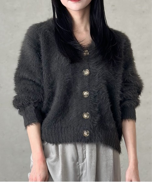 Per sist ence(パーシエンス)の「シャギー ニットカーディガン(カーディガン/ボレロ・レディース・チャコールグレー/ブラック/ベージュ/アイボリー/ピンク/ブルー/ライトグレー・FREE)」の22枚目の写真