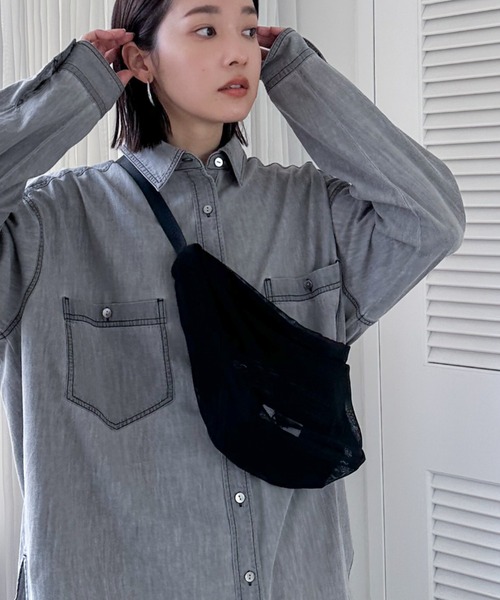 Doux archives（ドゥアルシーヴ）の「[コントロールフリーク]メッシュハーフムーンショルダー（ショルダーバッグ・レディース・ブラック/アイボリー・FREE）」の20枚目の写真