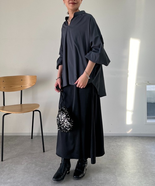 un dix cors（アンディコール）の「サテンキャミワンピース（ワンピース・レディース・ブラック/チャコールグレー・FREE）」の5枚目の写真