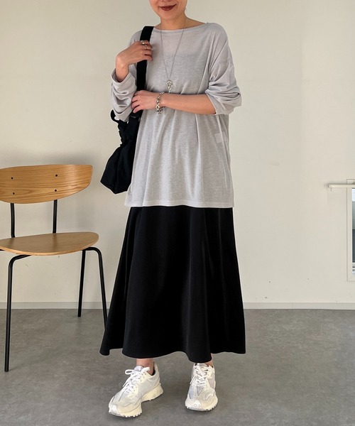 un dix cors（アンディコール）の「サテンキャミワンピース（ワンピース・レディース・ブラック/チャコールグレー・FREE）」の6枚目の写真