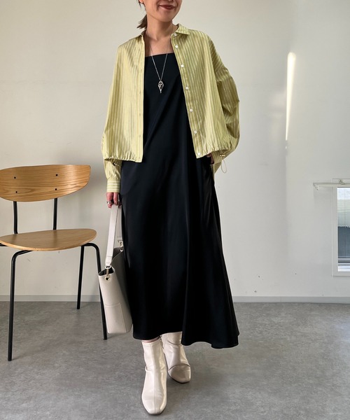 un dix cors（アンディコール）の「サテンキャミワンピース（ワンピース・レディース・ブラック/チャコールグレー・FREE）」の4枚目の写真