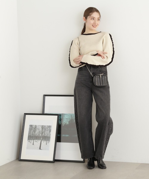 N.（N. Natural Beauty Basic）（エヌエヌナチュラルビューティーベーシック）の「◆フリルエッジリブニット（ニット/セーター・レディース・ホワイト系その他/グレー系その他・MEDIUM）」の7枚目の写真