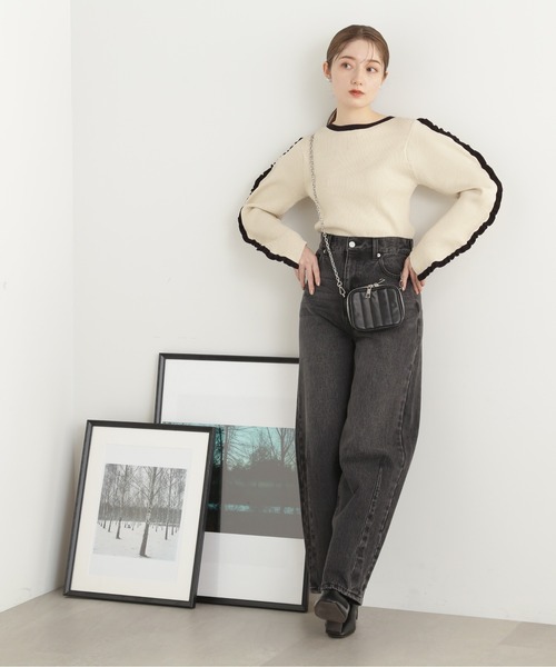 N.（N. Natural Beauty Basic）（エヌエヌナチュラルビューティーベーシック）の「◆フリルエッジリブニット（ニット/セーター・レディース・ホワイト系その他/グレー系その他・MEDIUM）」の9枚目の写真