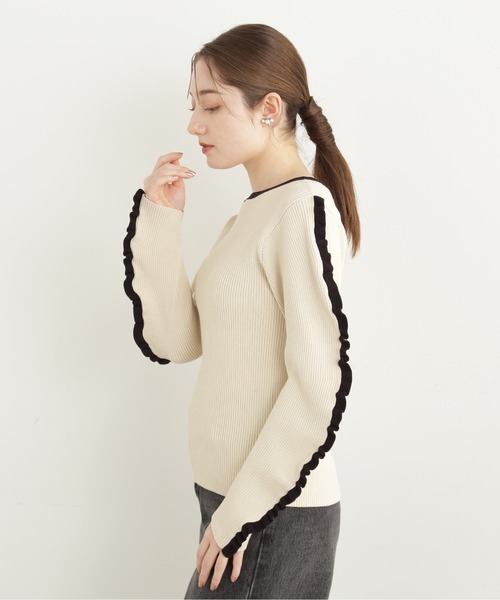 N.（N. Natural Beauty Basic）（エヌエヌナチュラルビューティーベーシック）の「◆フリルエッジリブニット（ニット/セーター・レディース・ホワイト系その他/グレー系その他・MEDIUM）」の12枚目の写真