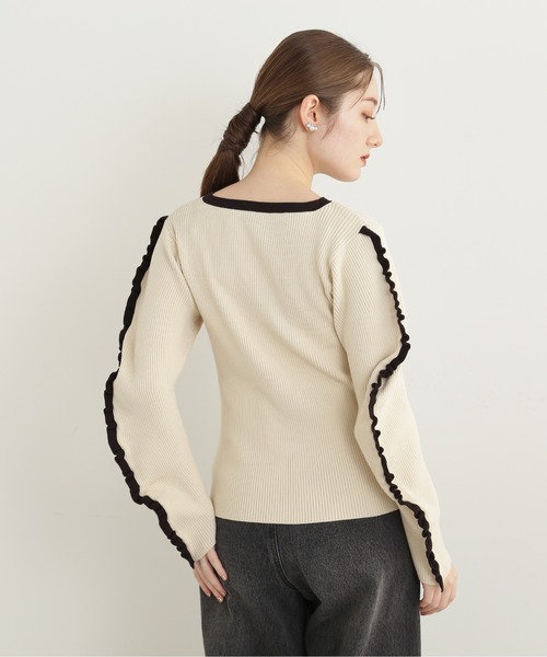 N.（N. Natural Beauty Basic）（エヌエヌナチュラルビューティーベーシック）の「◆フリルエッジリブニット（ニット/セーター・レディース・ホワイト系その他/グレー系その他・MEDIUM）」の13枚目の写真