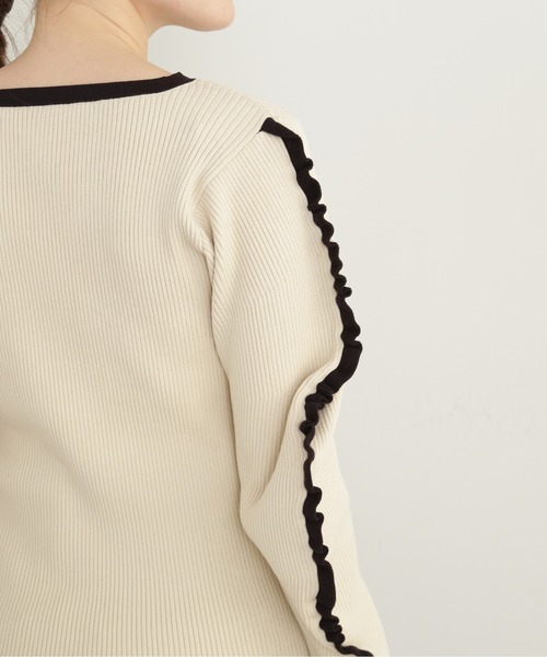 N.（N. Natural Beauty Basic）（エヌエヌナチュラルビューティーベーシック）の「◆フリルエッジリブニット（ニット/セーター・レディース・ホワイト系その他/グレー系その他・MEDIUM）」の15枚目の写真