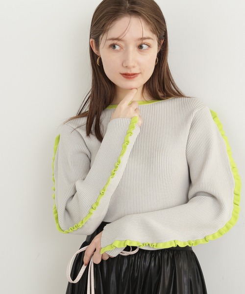 N.（N. Natural Beauty Basic）（エヌエヌナチュラルビューティーベーシック）の「◆フリルエッジリブニット（ニット/セーター・レディース・ホワイト系その他/グレー系その他・MEDIUM）」の17枚目の写真