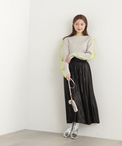 N.（N. Natural Beauty Basic）（エヌエヌナチュラルビューティーベーシック）の「◆フリルエッジリブニット（ニット/セーター・レディース・ホワイト系その他/グレー系その他・MEDIUM）」の20枚目の写真