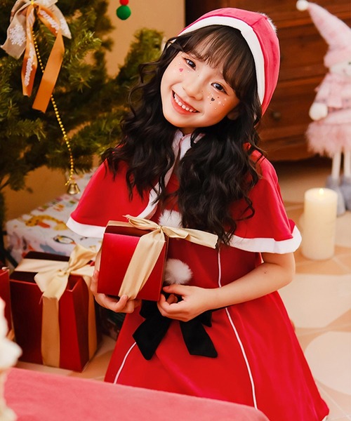コトューCOTOO新品ワンピース定価7万 パーティーやクリスマスなどに最適 ツイードベルトワンピースサンタコスプレ【サンタコス5点セット