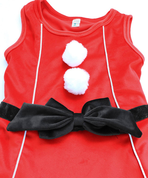 キッズ コスプレ クリスマスサンタ ケープ付きワンピース