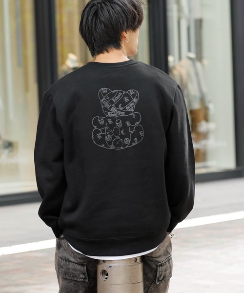 Hollywood Rich.& 型抜き発泡ベアプリントトレーナー Hollywood Rich.& 型抜き発泡ベアプリントトレーナーファッシ