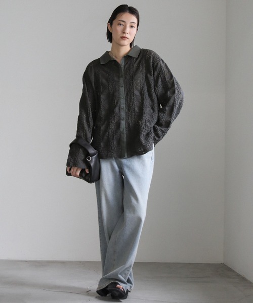 カットレースジャガードシャツ（シャツ/ブラウス）｜select MOCA