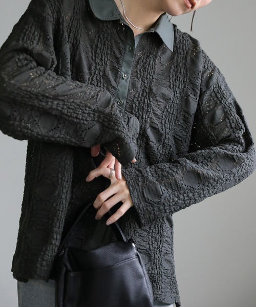 カットレースジャガードシャツ（シャツ/ブラウス）｜select MOCA