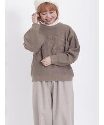 Samansa Mos2 | 前後着花柄ジャカードニットカーディガン(カーディガン/ボレロ)