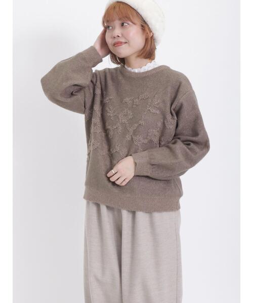 Samansa Mos2（サマンサ モスモス）の「前後着花柄ジャカードニット