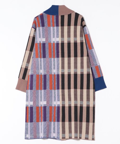 ScoLar（スカラー）の「133714：配色ジャガード切替ニットコート（その他アウター・レディース・パープル・M）」の2枚目の写真