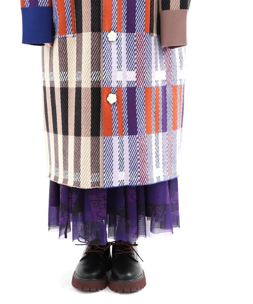 ScoLar（スカラー）の「133714：配色ジャガード切替ニットコート（その他アウター・レディース・パープル・M）」の10枚目の写真