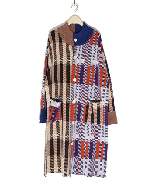 ScoLar（スカラー）の「133714：配色ジャガード切替ニットコート（その他アウター・レディース・パープル・M）」の9枚目の写真