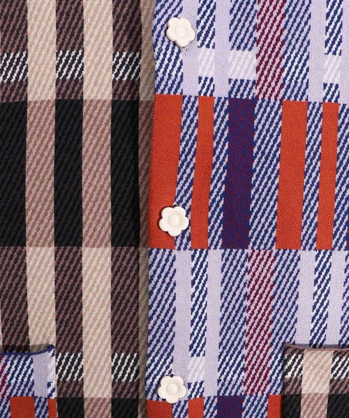 ScoLar（スカラー）の「133714：配色ジャガード切替ニットコート（その他アウター・レディース・パープル・M）」の8枚目の写真