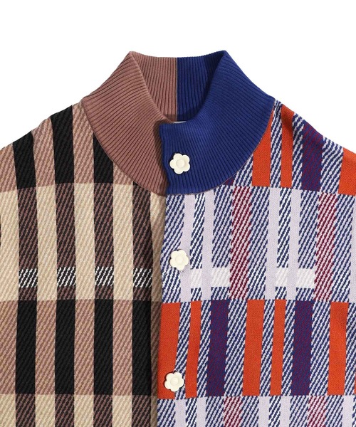 ScoLar（スカラー）の「133714：配色ジャガード切替ニットコート（その他アウター・レディース・パープル・M）」の7枚目の写真