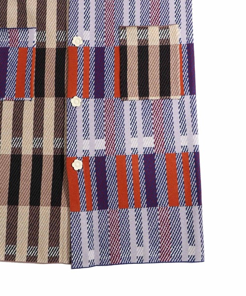 ScoLar（スカラー）の「133714：配色ジャガード切替ニットコート（その他アウター・レディース・パープル・M）」の5枚目の写真