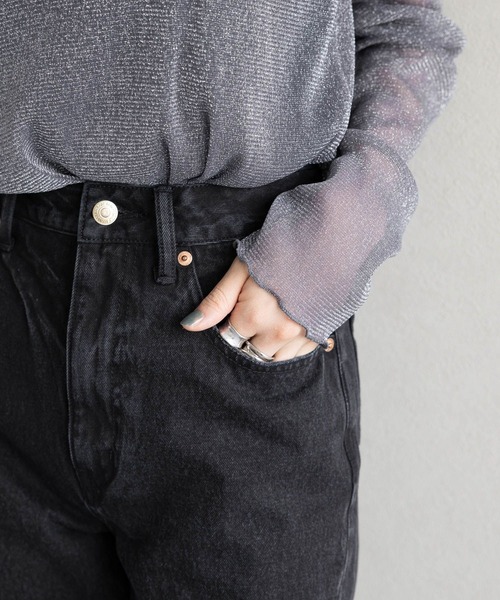 RAGEBLUE(レイジブルー)の「スカートレイヤード/デニムフレアパンツ(デニムパンツ・レディース・ブラック/ブルー・FREE)」の4枚目の写真