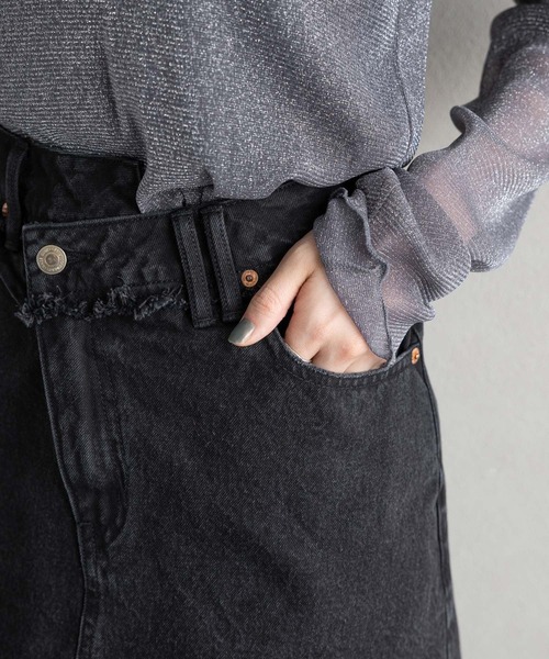 RAGEBLUE(レイジブルー)の「スカートレイヤード/デニムフレアパンツ(デニムパンツ・レディース・ブラック/ブルー・FREE)」の10枚目の写真