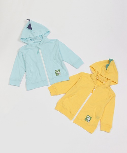 kladskap（クレードスコープ）の「恐竜長袖ジップパーカ（パーカー・キッズ・マスタード/サックスブルー・130cm/90cm/120cm/110cm/80ｃｍ/100cm）」の4枚目の写真