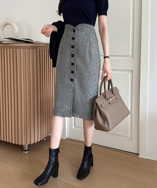 COCOMOMO(ココモモ)の「ペンシルスカート ミモレ丈 ハートカット(スカート・レディース・グレー/ダークグレー・S/M/L/XL)」の2枚目の写真