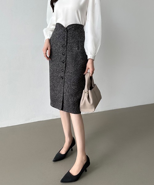 COCOMOMO(ココモモ)の「ペンシルスカート ミモレ丈 ハートカット(スカート・レディース・グレー/ダークグレー・S/M/L/XL)」の1枚目の写真