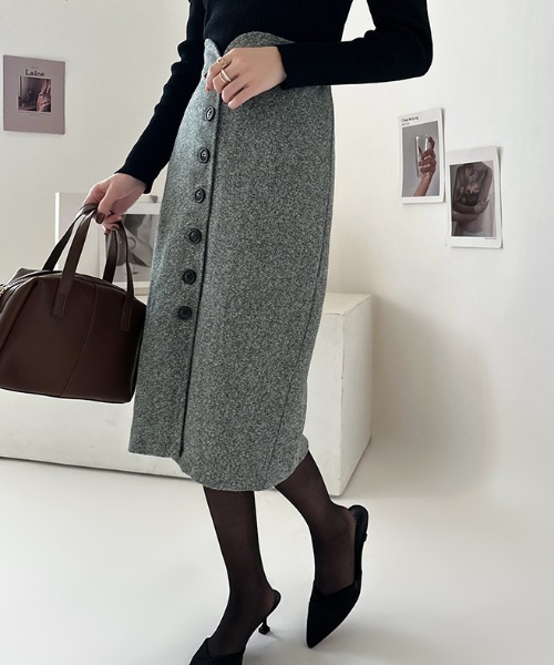 COCOMOMO(ココモモ)の「ペンシルスカート ミモレ丈 ハートカット(スカート・レディース・グレー/ダークグレー・S/M/L/XL)」の4枚目の写真