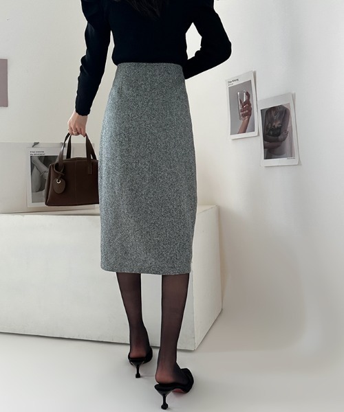COCOMOMO(ココモモ)の「ペンシルスカート ミモレ丈 ハートカット(スカート・レディース・グレー/ダークグレー・S/M/L/XL)」の6枚目の写真