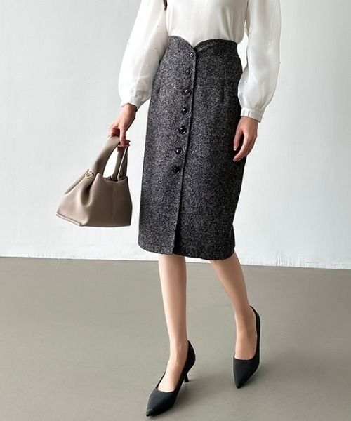 COCOMOMO(ココモモ)の「ペンシルスカート ミモレ丈 ハートカット(スカート・レディース・グレー/ダークグレー・S/M/L/XL)」の21枚目の写真