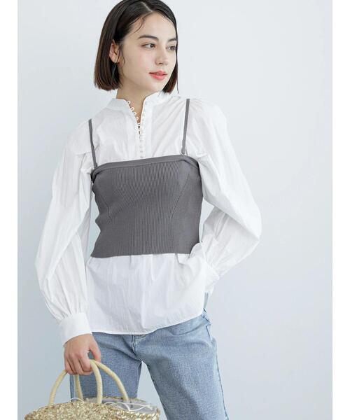 Te chichi（テチチ）の「取り外しストラップ付ニットビスチェ（ニット/セーター・レディース・シルバー/ブラック/チャコールグレー・F）」の4枚目の写真