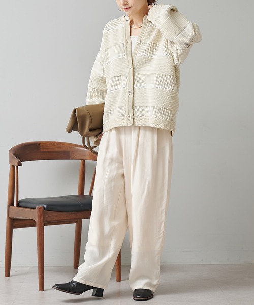 PUAL CE CIN（ピュアルセシン）の「ミックスジャガードカーディガン（カーディガン/ボレロ・レディース・ブラック系その他/ホワイト系その他・FREE）」の9枚目の写真