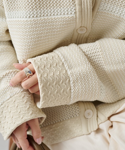 PUAL CE CIN（ピュアルセシン）の「ミックスジャガードカーディガン（カーディガン/ボレロ・レディース・ブラック系その他/ホワイト系その他・FREE）」の7枚目の写真