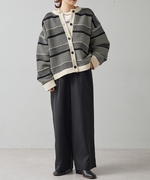 PUAL CE CIN（ピュアルセシン）の「ミックスジャガードカーディガン（カーディガン/ボレロ・レディース・ブラック系その他/ホワイト系その他・FREE）」の13枚目の写真