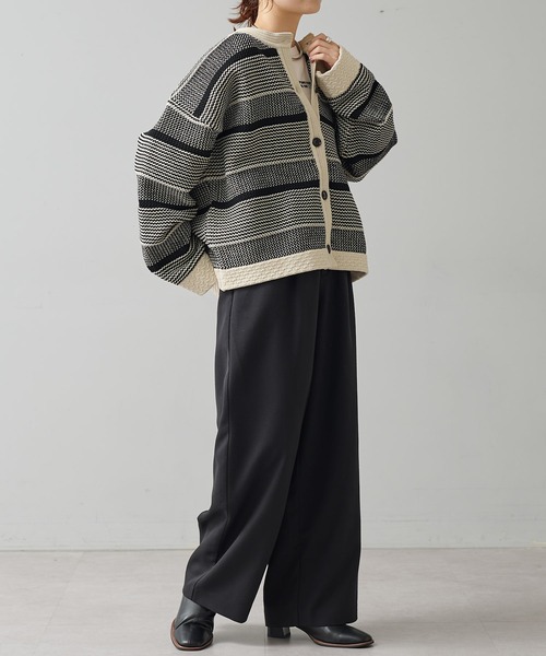 PUAL CE CIN（ピュアルセシン）の「ミックスジャガードカーディガン（カーディガン/ボレロ・レディース・ブラック系その他/ホワイト系その他・FREE）」の14枚目の写真