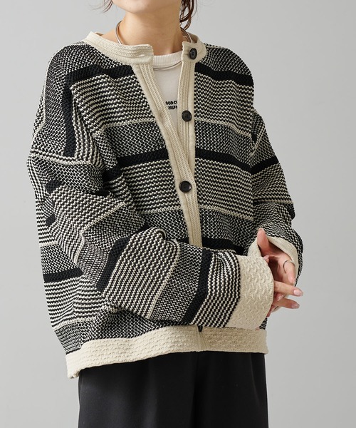 PUAL CE CIN（ピュアルセシン）の「ミックスジャガードカーディガン（カーディガン/ボレロ・レディース・ブラック系その他/ホワイト系その他・FREE）」の11枚目の写真